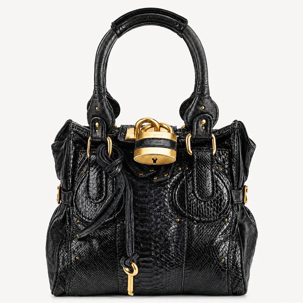CHLOE PADDINGTON Mini Black Leather Satchel with LOCK & KEY